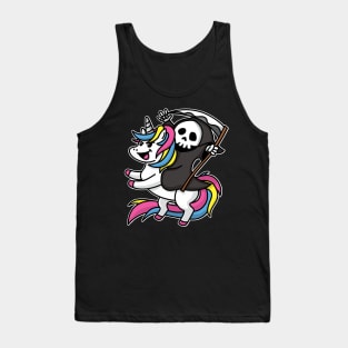 Death Riding Unicorn Cute but Scary Playful Kawaii Halloween Tank Top